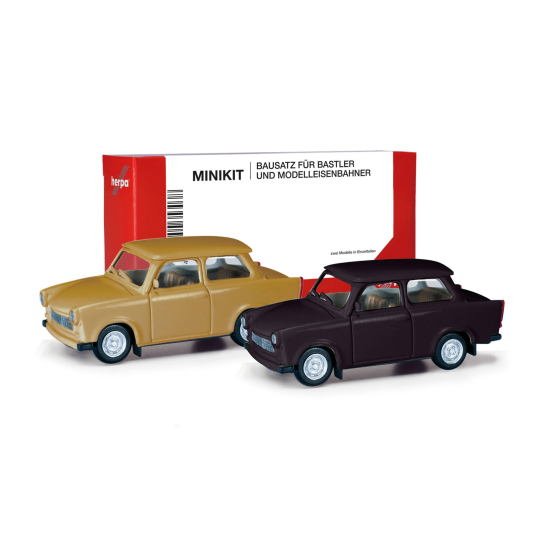 Herpa 013901-002 , MiniKit Trabant 601 Limousine , 2 szt. czarny i ochra , Skala 1:87