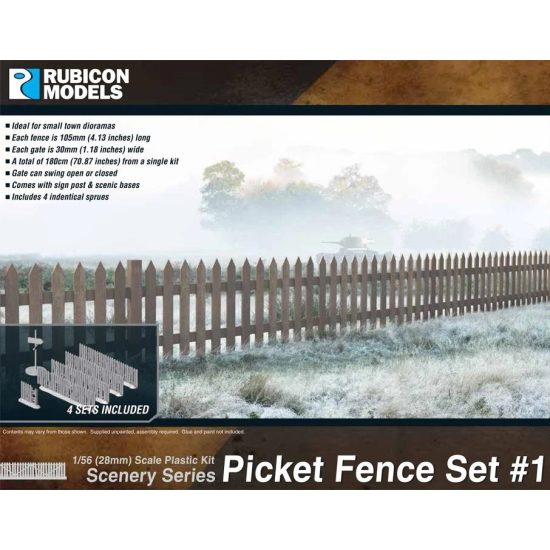 Rubicon Models 283002 - Picket Fence Set / 180cm