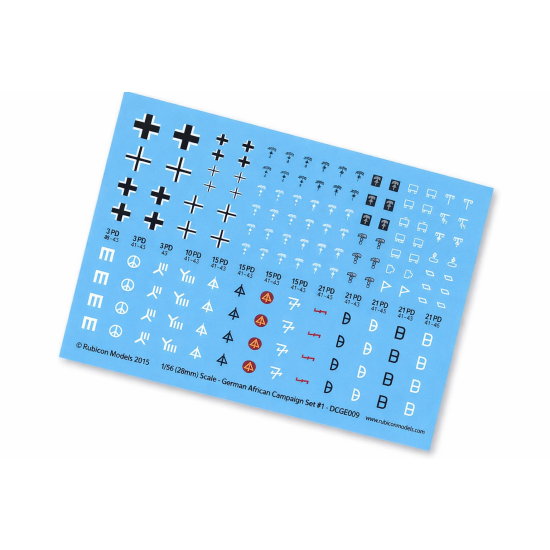 Rubicon models 130011 - German African Campaign Set 1 Decal Sheet