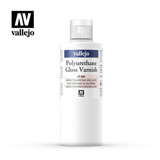 Vallejo 27.650 Polyurethane Gloss Varnish - Lakier poliuretanowy bezbarwny, błyszczący , 200ml